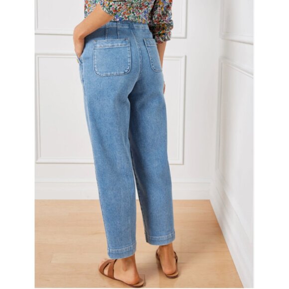 NWOT TALBOTS Womens' Mystic Light Wash Cropped Straight Leg Sailor Jeans Size 16 - Picture 2 of 8